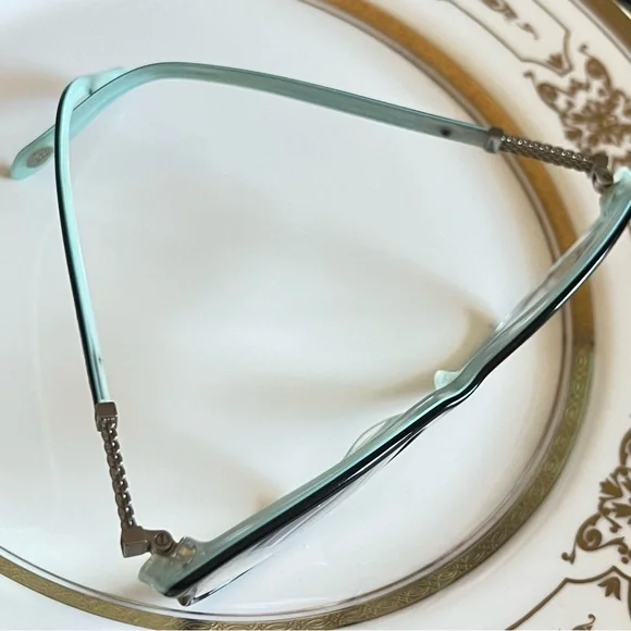 TIFFANY & CO BLACK ON TIFFANY BLUE STRIPED Prescription Glasses Frames 8193 - Picture 9 of 16